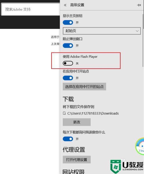 win10浏览器edge启用flash player控件设置方法