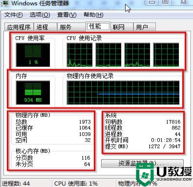 win7任务管理器怎么看内存频率