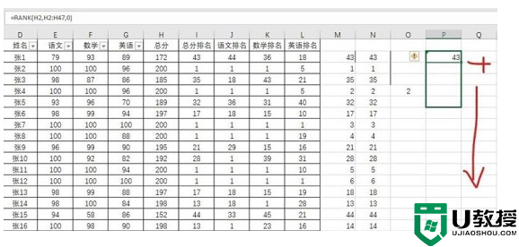 怎样用rank函数排名不重复教程