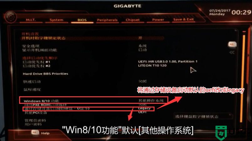 技嘉z370主板win10怎么改装win7系统