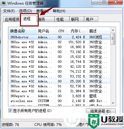 在电脑中查看资源占用情况解决方法