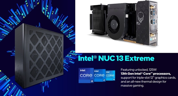 1万元 Intel发布NUC 13至尊版 迷你机硬塞入3插槽 313毫米显卡