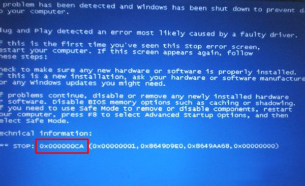 Win7系统蓝屏提示0x000000CA错误代码怎么办 